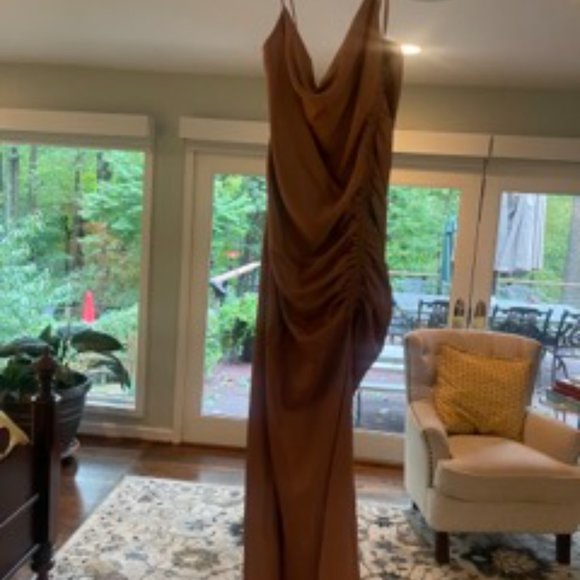 BHLDN Ruched Side Slit Satin Gown - Picture 2 of 4